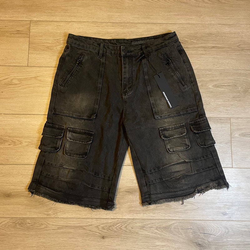 Rockstar Exxus Baggy Fit Denim Shorts Dark Grey