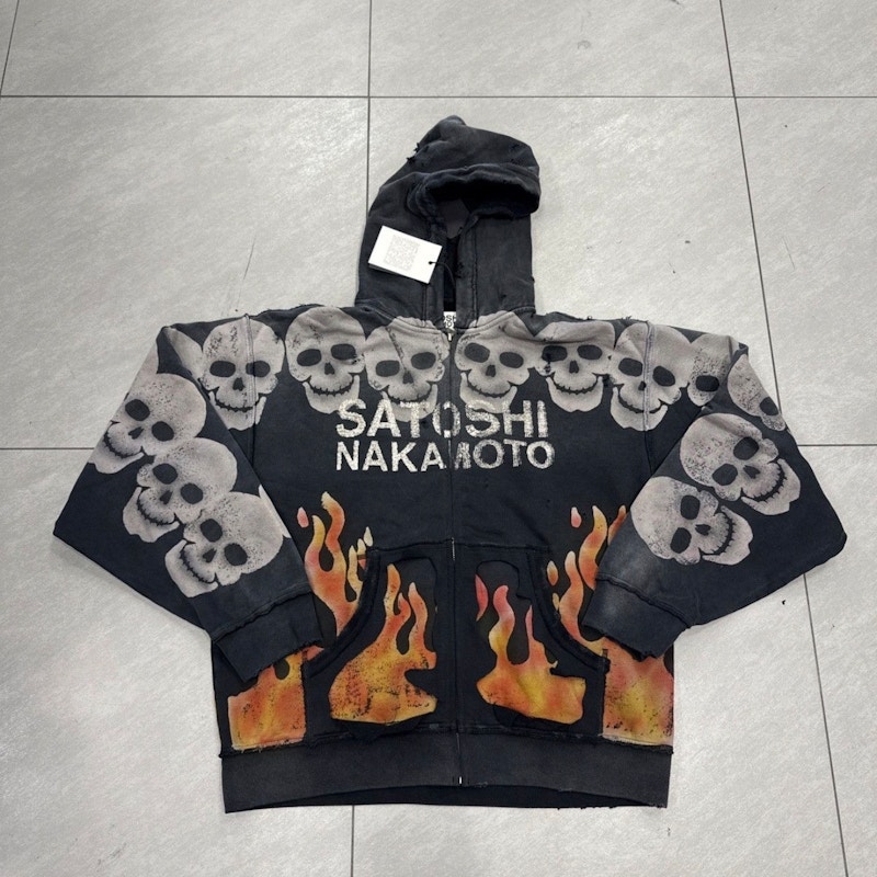 Satoshi Nakamoto Lost Boys Skull Flame Zip Up Hoodie