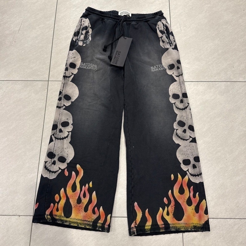 Satoshi Nakamoto Lost Boys Skull Flame Sweatpants Black