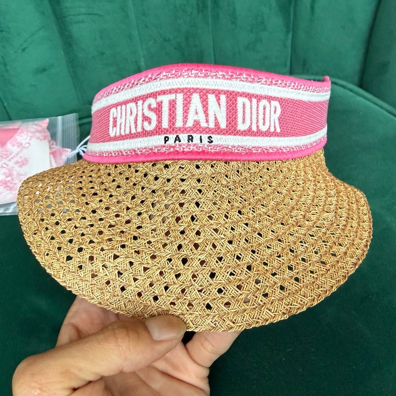 Christian Dior D-Ocean Straw Visor Pink