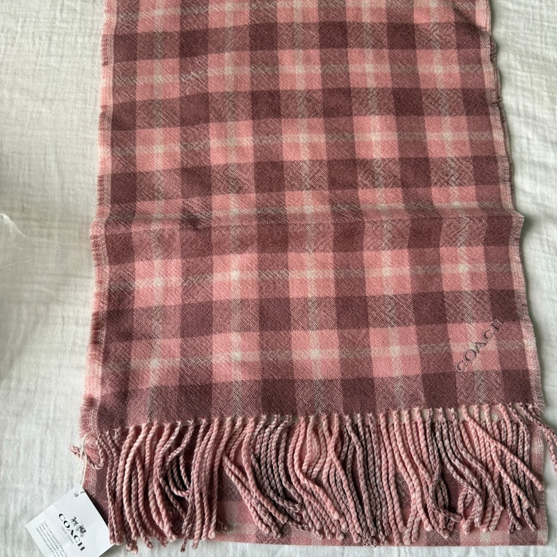Coach Reversible Signature Plaid Muffler Scarf Melon