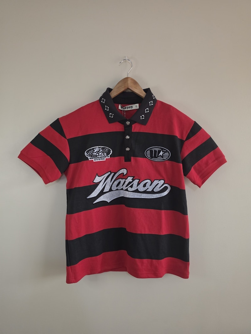 Watson Striped Polo Shirt Red Black