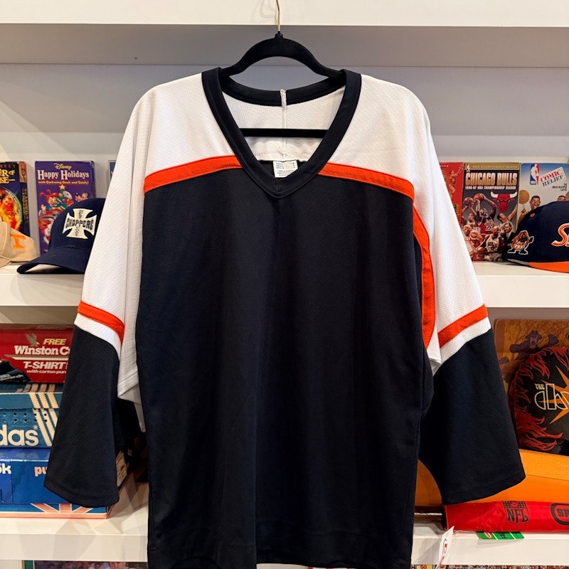 CCM V-Neck Hockey Jersey Black White Orange