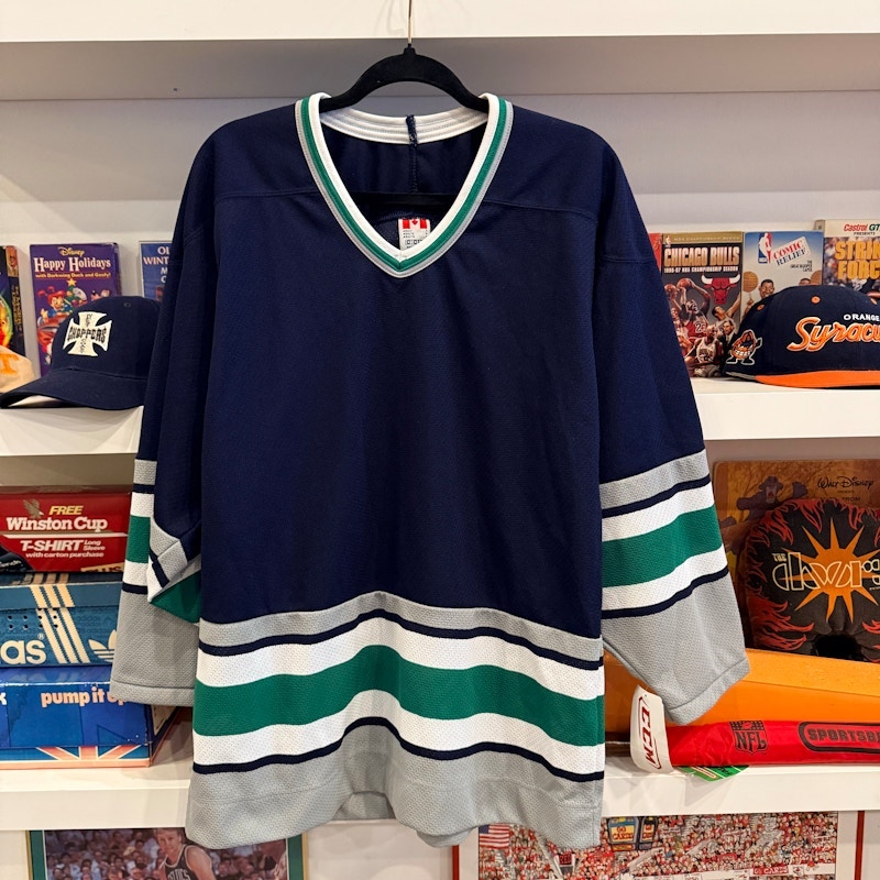Vintage CCM Hockey Jersey Navy Green Gray White