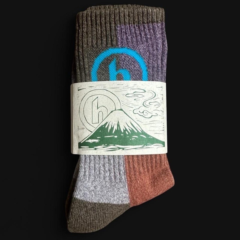 Hidden NY Patchwork Crew Socks Olive/Purple