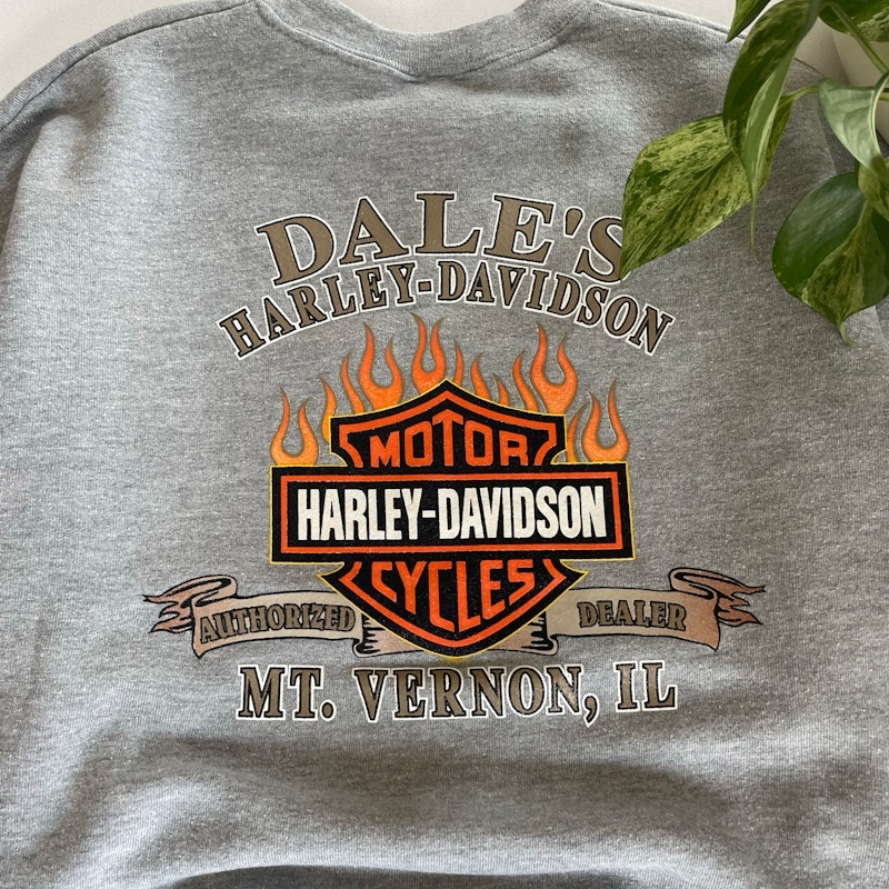 2004 Harley-Davidson Flame Pullover Sweatshirt Gray