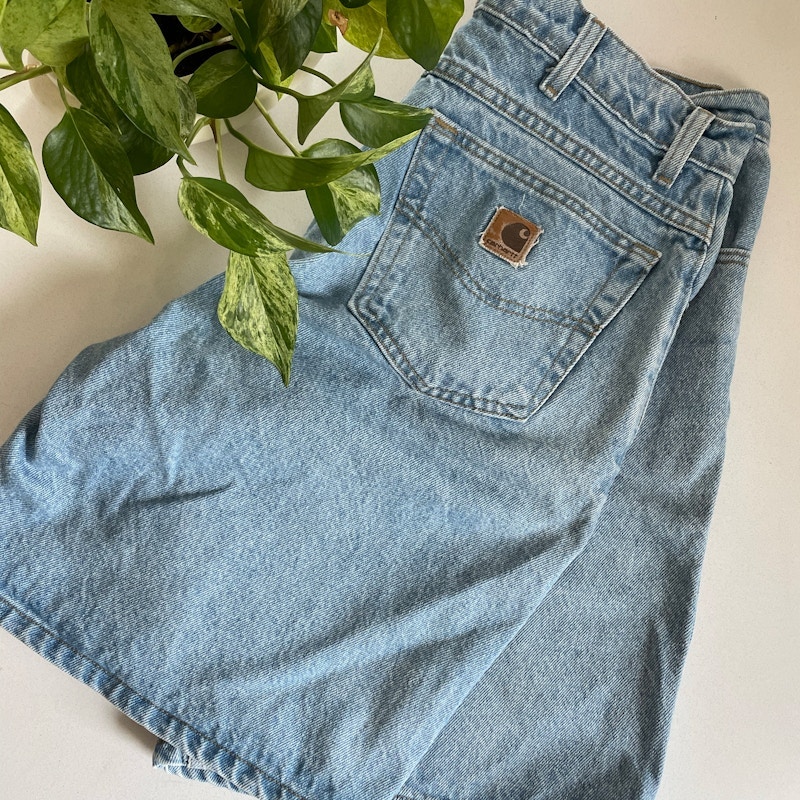 90s Carhartt Light Wash Denim Shorts Blue
