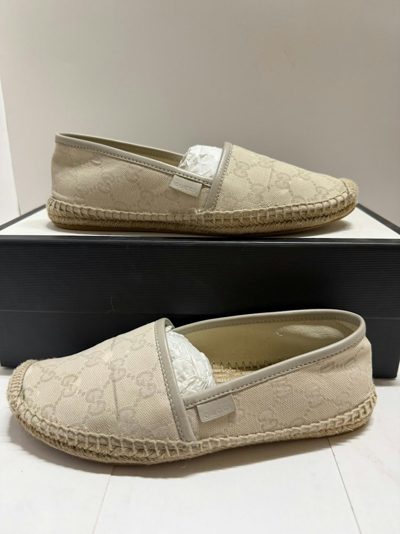 Gucci Monogram Signature Espadrilles GG Cotton Washed White (Women's)