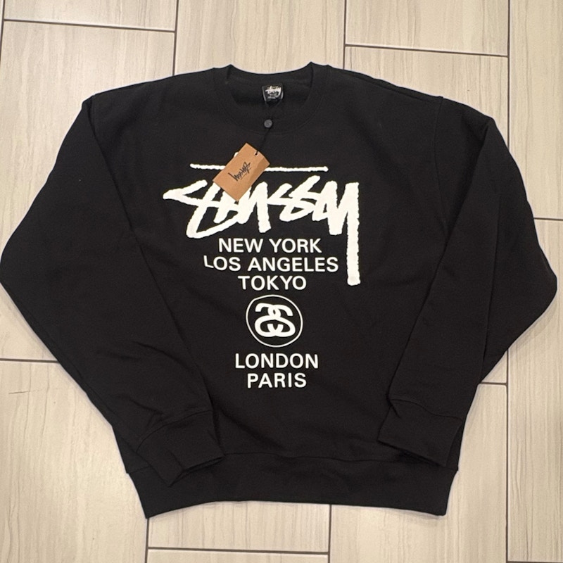 Stüssy World Tour Crewneck Sweatshirt Black