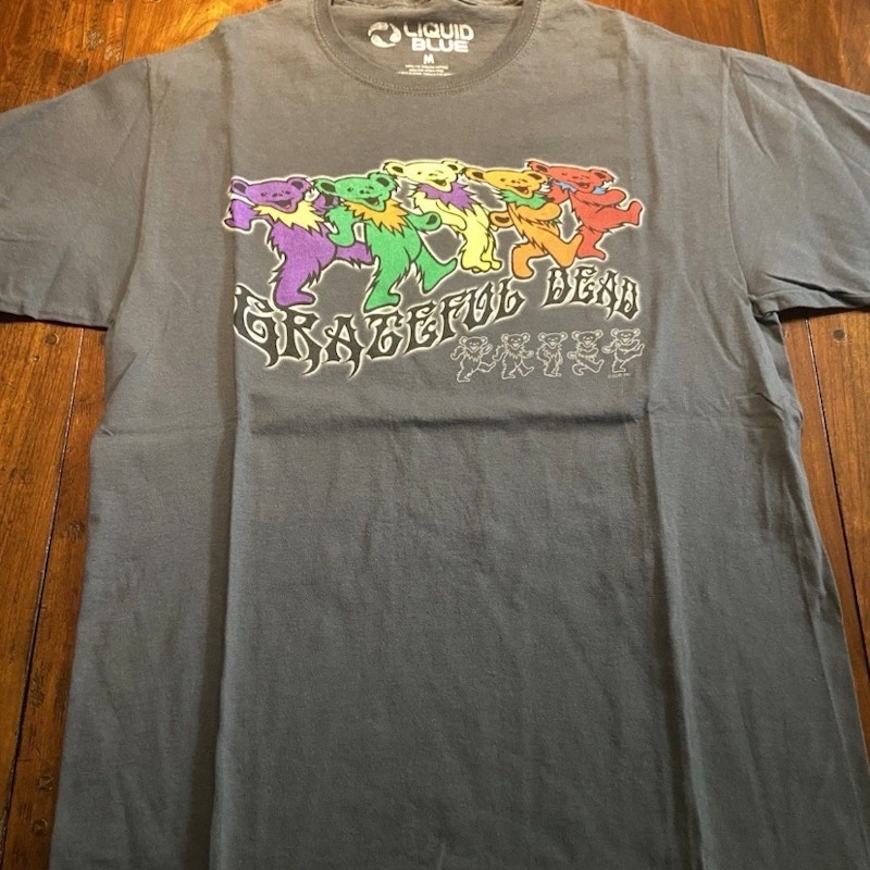Liquid Blue Grateful Dead Dancing Bears T-Shirt Gray