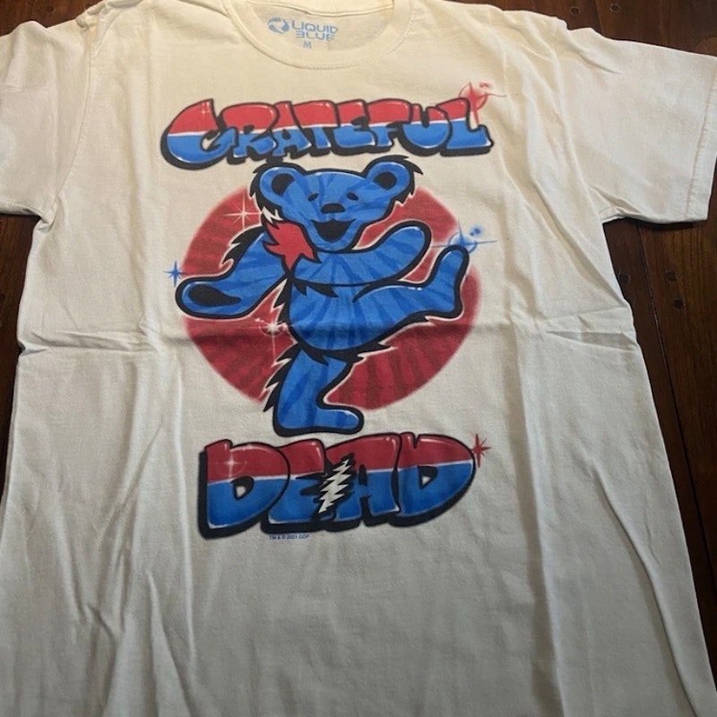 Liquid Blue Grateful Dead Dancing Bear T-Shirt White