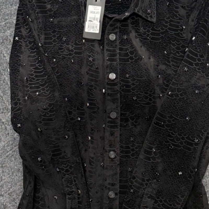 Century Penthouse LS Snake Denim Shirt Black