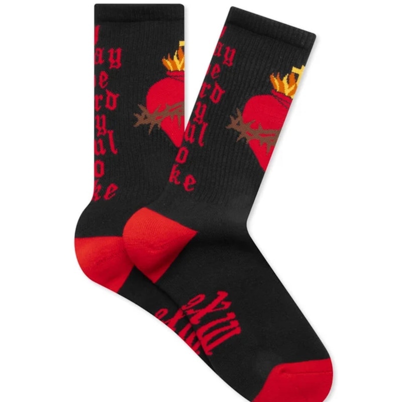 Saint Michael Heart Socks Black