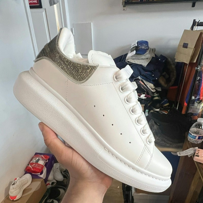 Alexander McQueen Oversized Sneaker White Silver Glitter