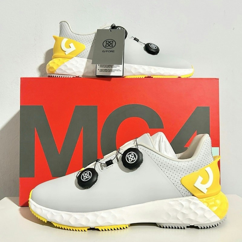 G/Fore G4 G/Drive Nimbus Grey Yellow White Spikeless Golf Shoes