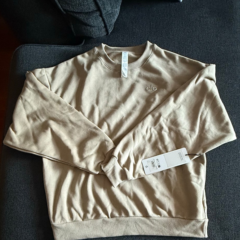 Alo Yoga Accolade Crew Neck Pullover Oatmeal Heather