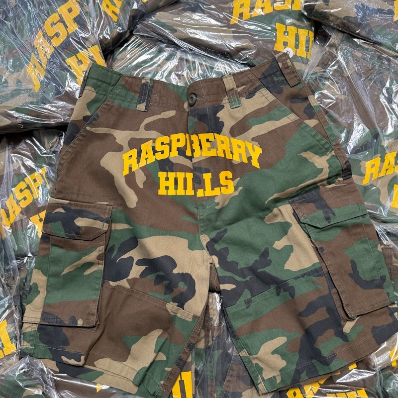 Raspberry Hills Camo Cargo Shorts Green