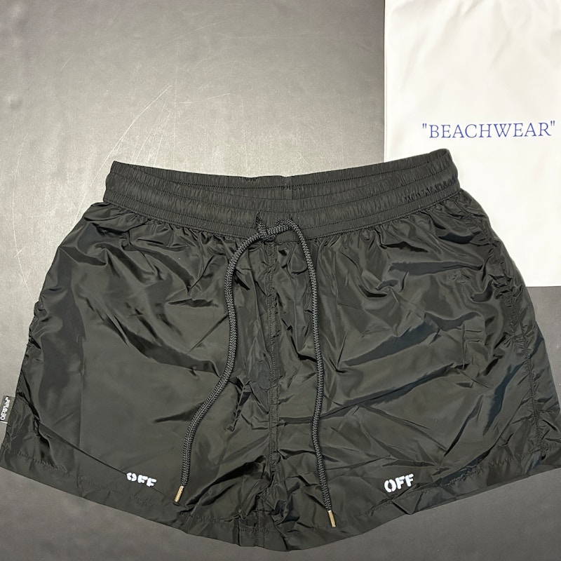 Off-White Stencil Arrow Swim Shorts Black/Cloudy