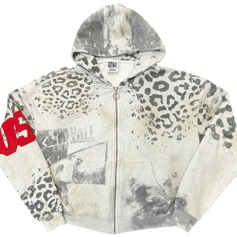 Vale Forever Printed Zip Up Hoodie Grey
