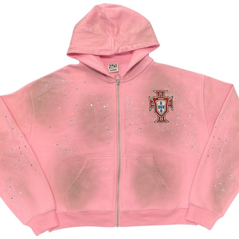 Valley Dreams Full Zip Rhinestone Hoodie Pink