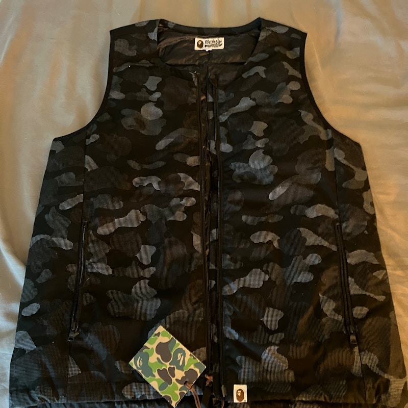 A Bathing Ape Camo Zip Vest Black