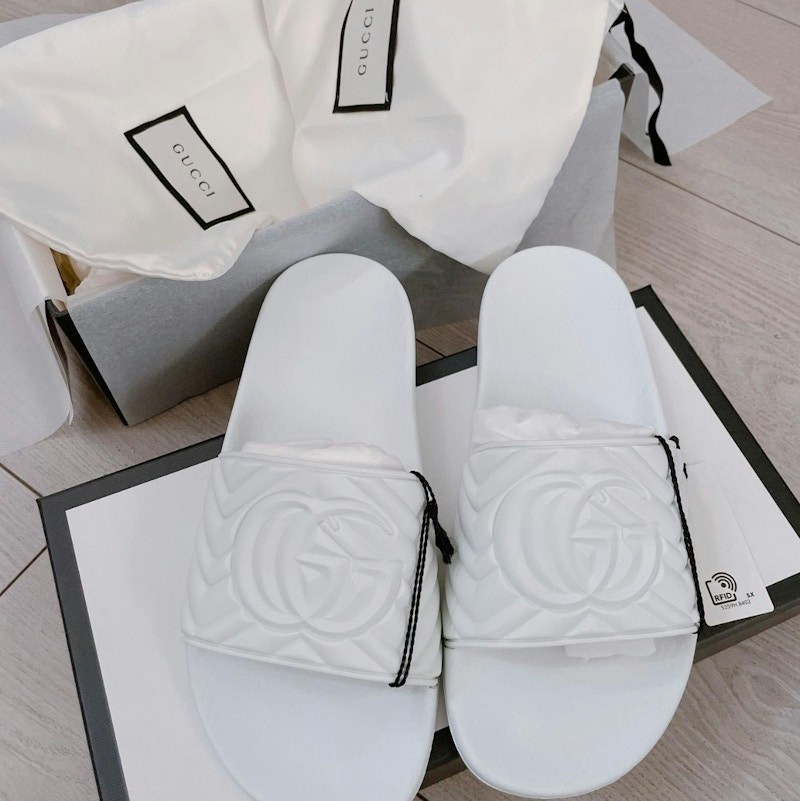 Gucci GG Marmont Slide Sandal White