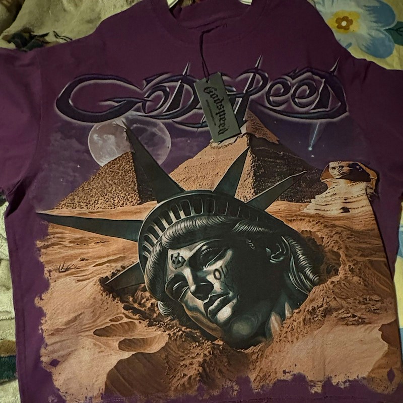 Godspeed Statue of Liberty Graphic T-Shirt Purple