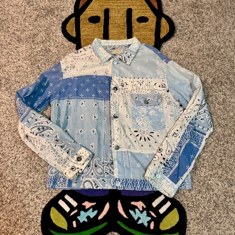 Kapital Bandana Patchwork Tapestry Shirt Blue