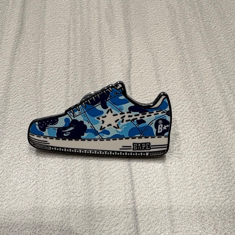 Pintrill x BAPE STA Lapel Pin Blue Camo