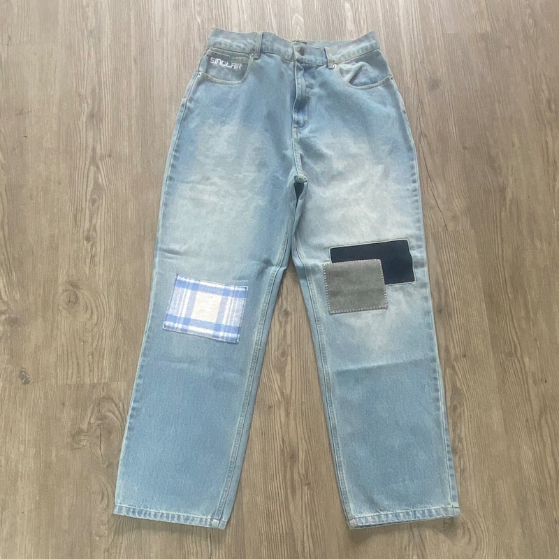 Sinclair Patched Denim Jeans Light Blue