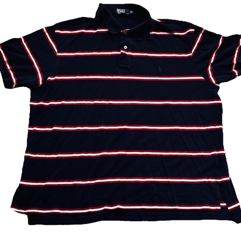 Polo Ralph Lauren Striped Short Sleeve Polo Shirt Navy Red