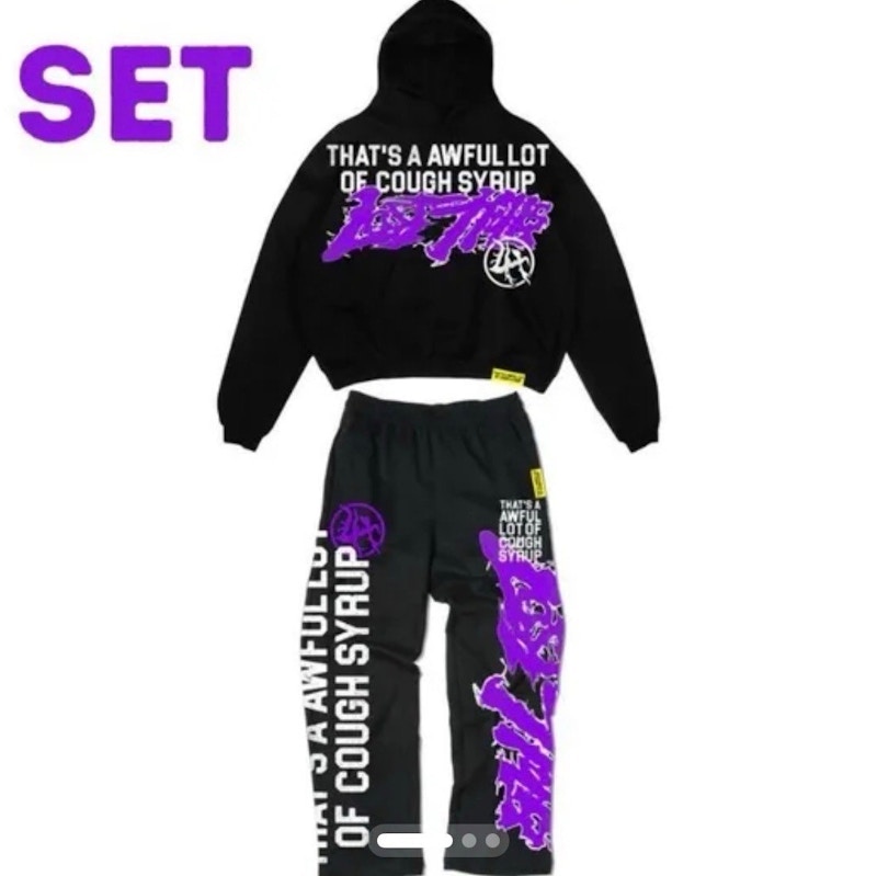 Awful Lot of Cough Syrup Hoodie and Sweatpants Set Black