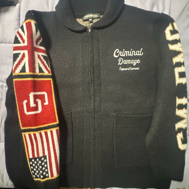 Criminal Damage Knit Zip Cardigan Black