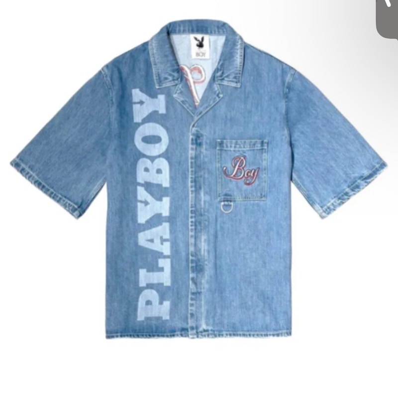 Boy London Playboy Denim Short Sleeve Shirt Blue