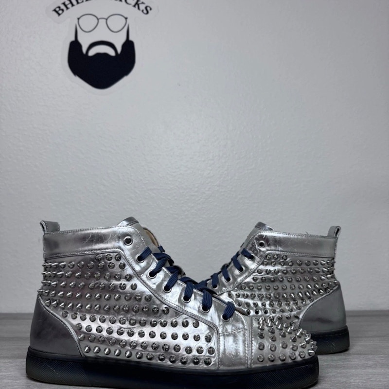 Christian Louboutin Louis Orlato Spikes High Silver