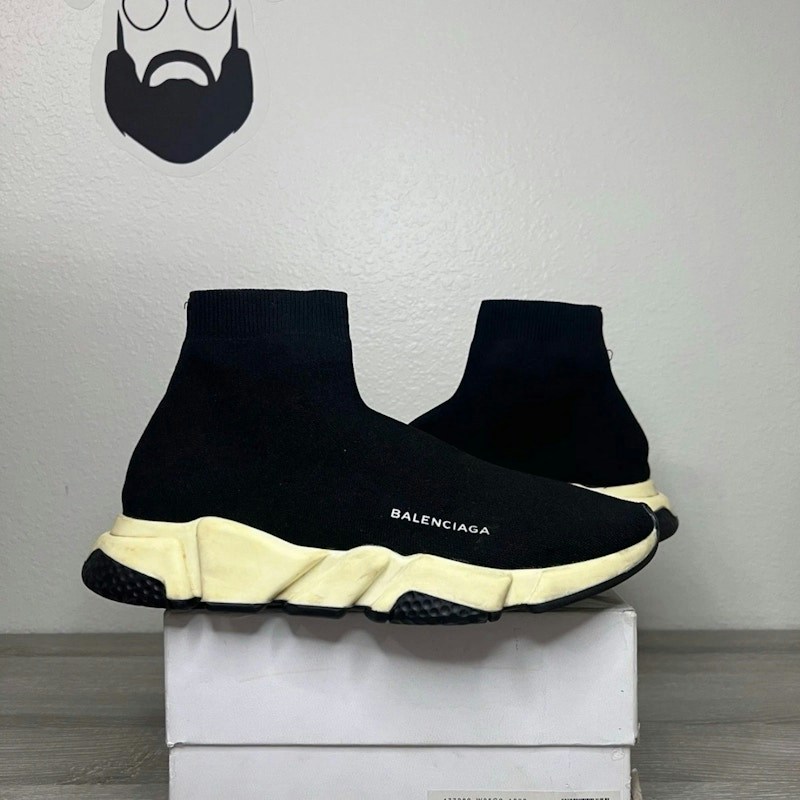 Balenciaga Speed Trainer Black White distressed sole