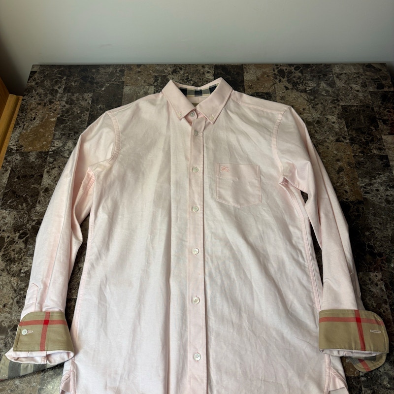 Burberry Long Sleeve Button Down Shirt Pink