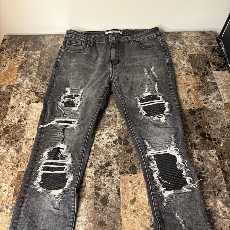 Embellish Distressed Biker Jeans