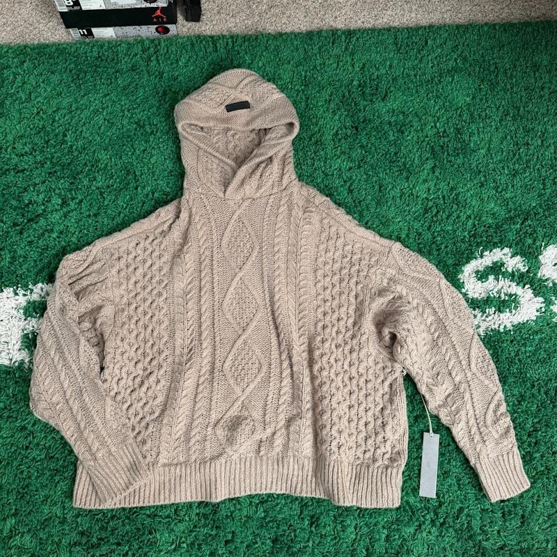 Fear of God Essentials Cable Knit Hoodie Brown