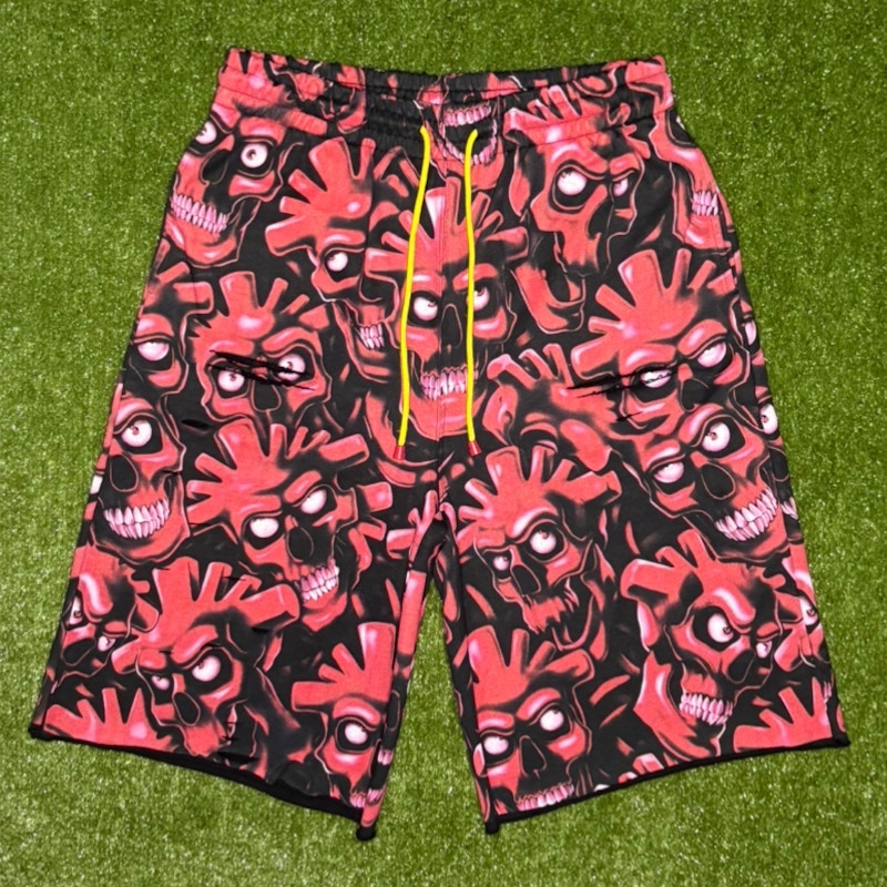 Vertabrae Red Skull Shorts
