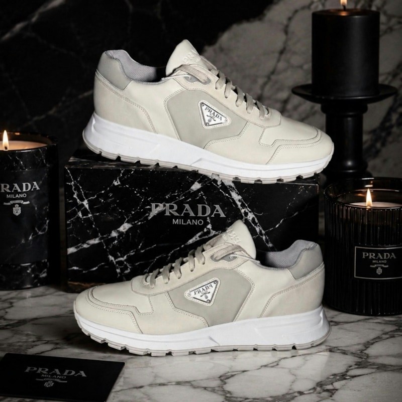 Prada Prax 01 Nubuck Re-Nylon Sneakers Chalk White