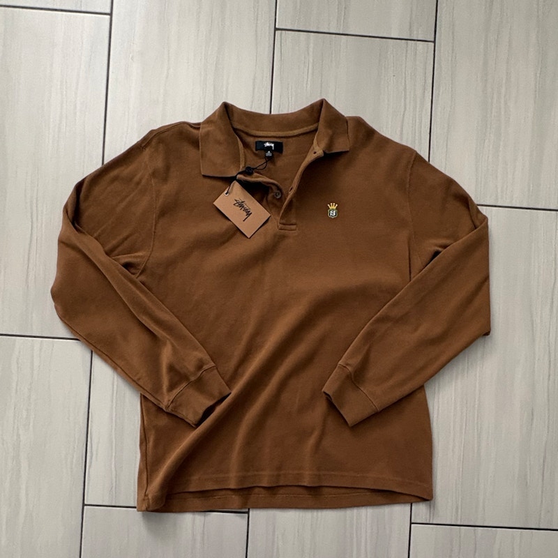 Stüssy Long Sleeve Polo Shirt Brown