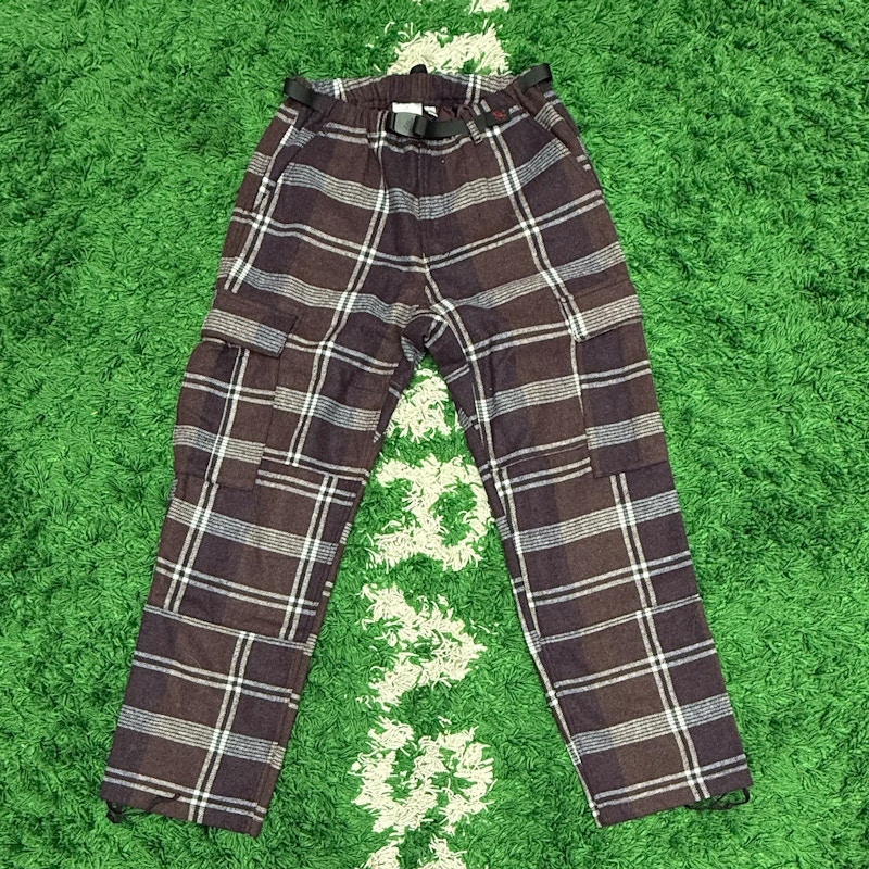 Gramicci Wool Blend Check Cargo Pants Brown