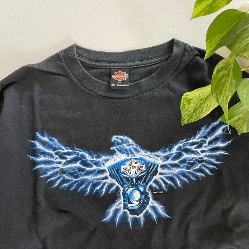 2002 Harley-Davidson Hawkeye Coralville Iowa T-Shirt Black