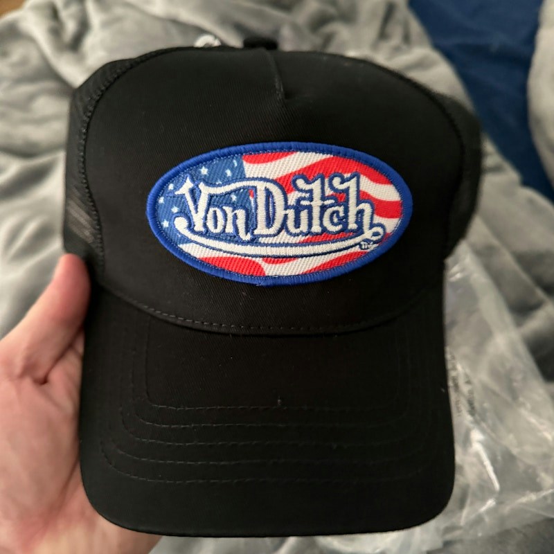 Von Dutch American Flag Trucker Hat Black