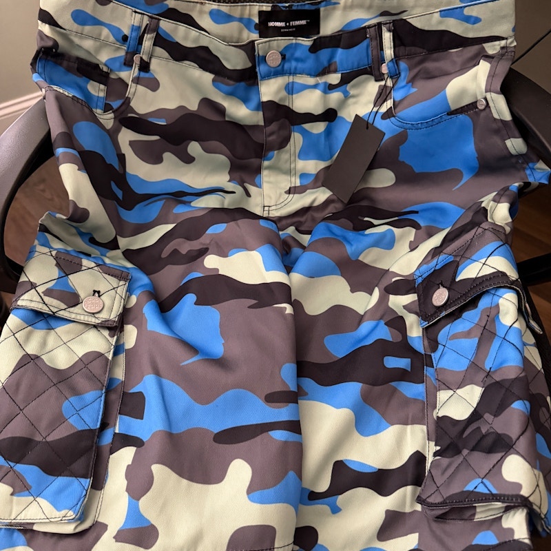 Homme + Femme Camo Cargo Pants Blue