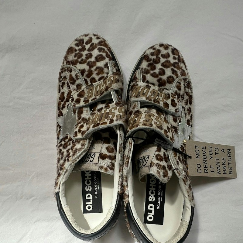 Golden Goose Old School Leopard Pony Hair Silver Star (Women's)