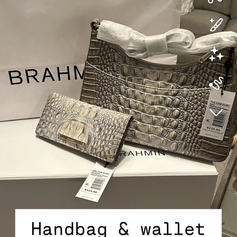 Brahmin Esme Melbourne Handbag & Wallet Set Mindful Grey Ombre