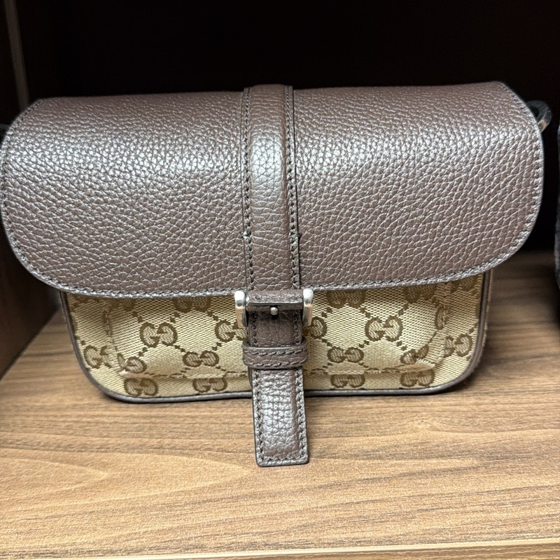 Gucci GG Monogram Canvas Flap Bag Brown