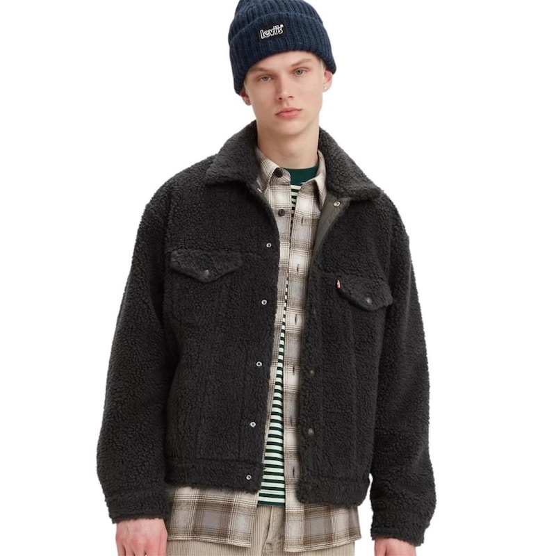 Levis Cozy Vintage Relaxed Fit Sherpa Trucker Jacket Black